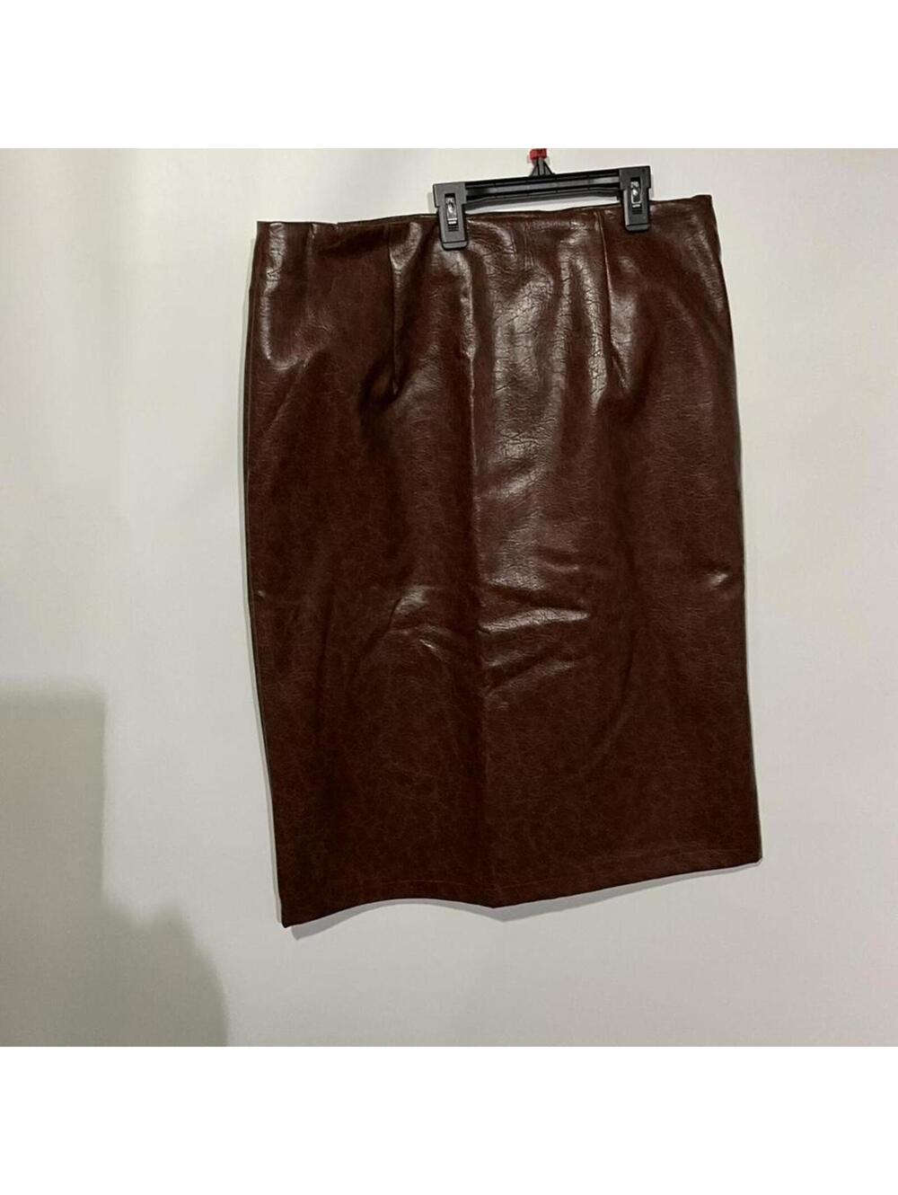 Brown Faux Leather Pencil Skirt Size XL
